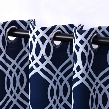 Ribbon Trellis Washable Room Darkening Blackout Curtains, Set of 2