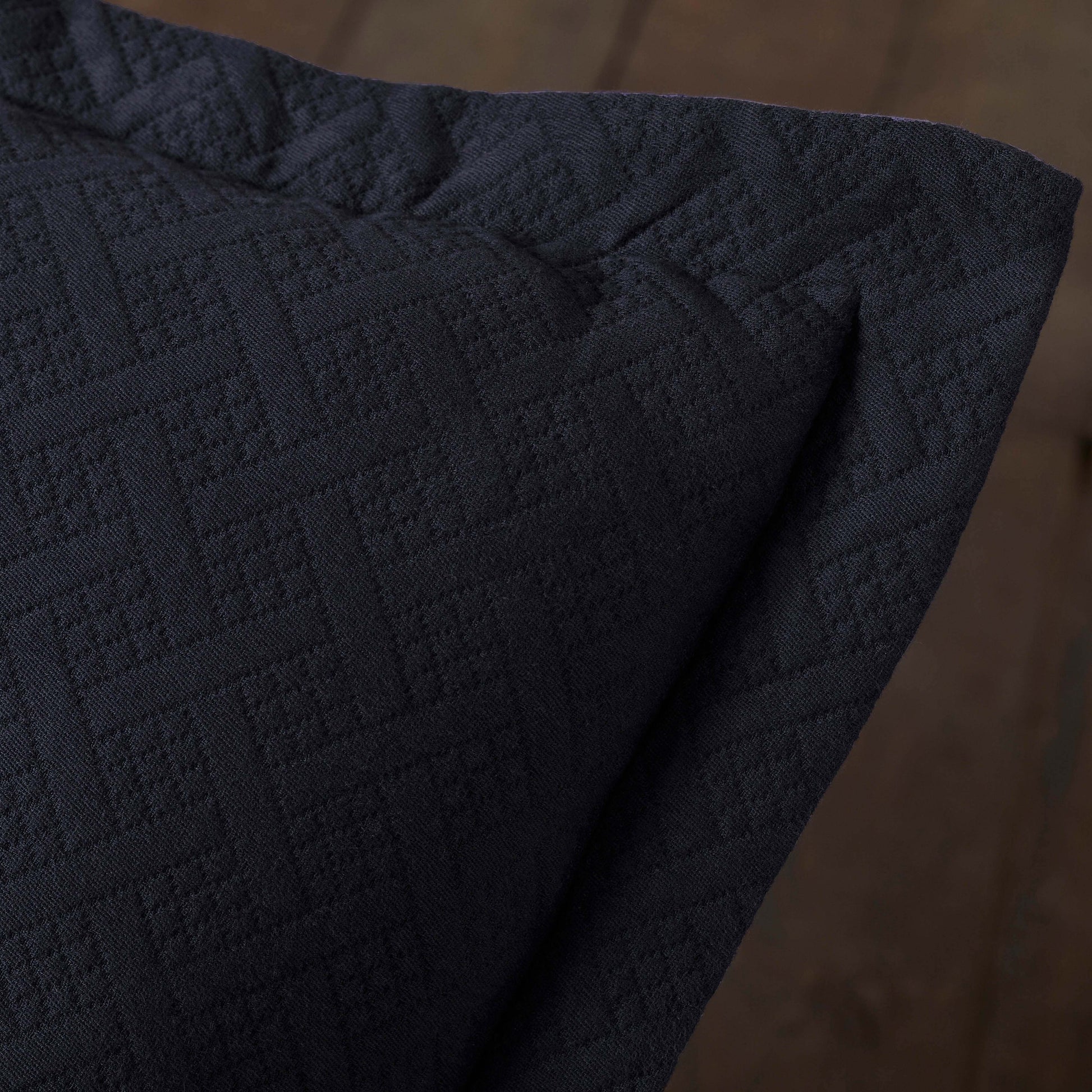 Basket Weave Matelasse Cotton Bedspread Set - Navy Blue