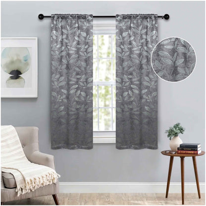 Leaves Room Darkening Washable Blackout Curtain Panels, Set of 2