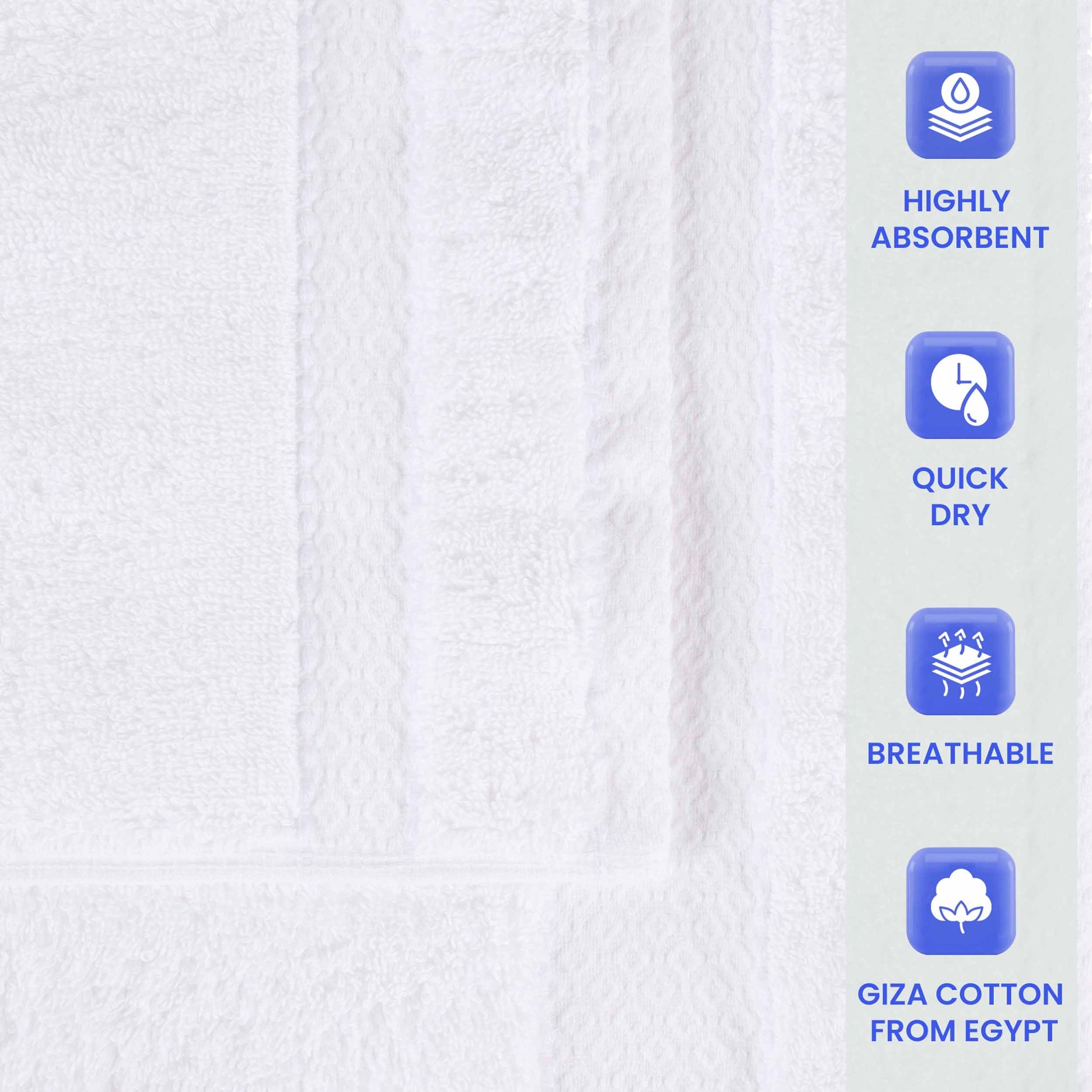 Niles Egyptian Giza Cotton Dobby Ultra-Plush Hand Towel - White