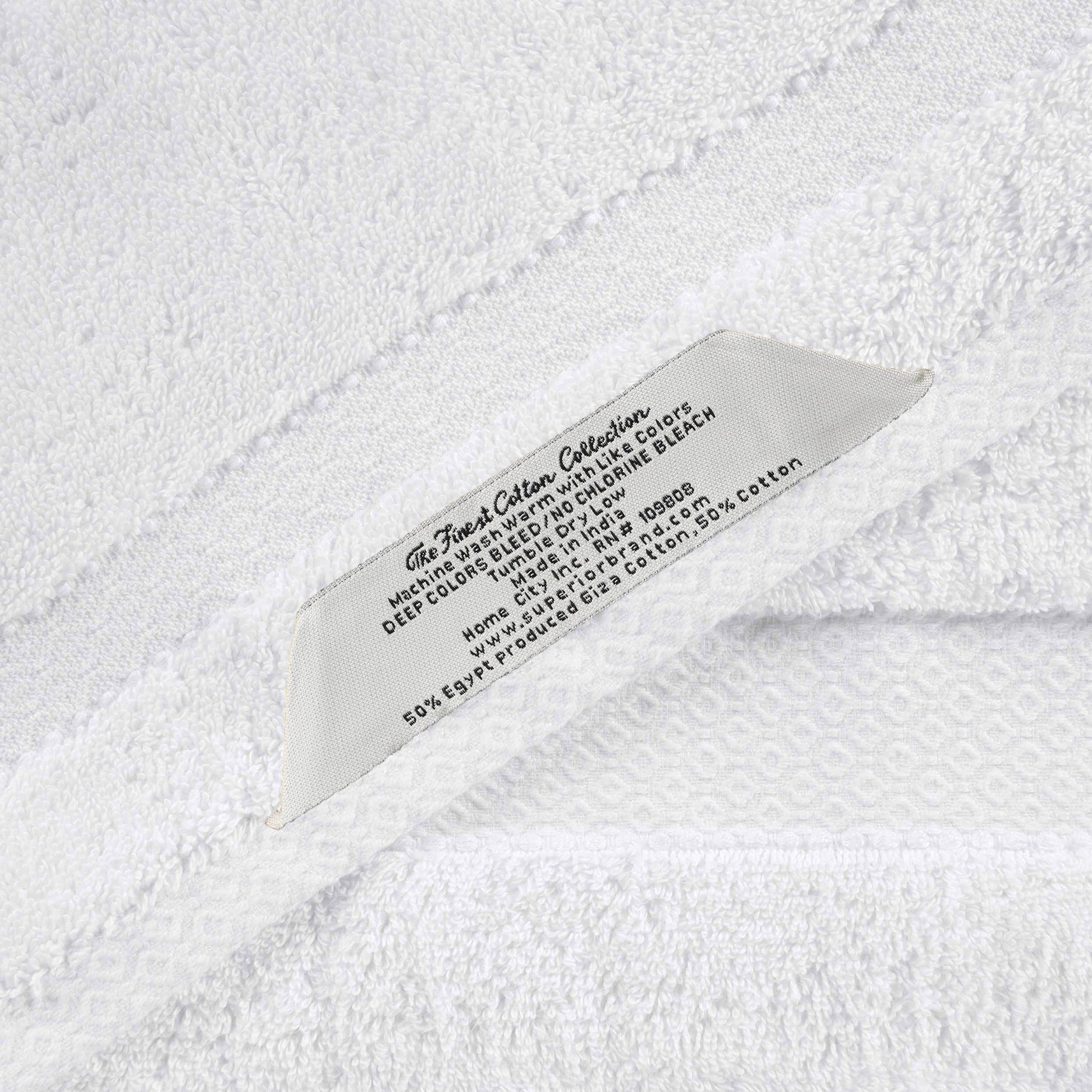 Niles Egyptian Giza Cotton Dobby Ultra-Plush Bath Towel - White