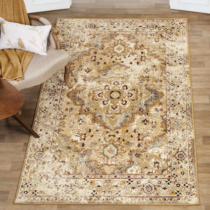  Superior Nysa Oriental Floral and Vines Indoor Farmhouse Area Rug -  Cream