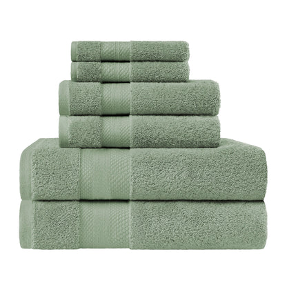 Superior Premium Turkish-Cotton Assorted Towel Set - Olive Green
