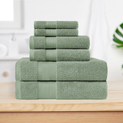 Superior Premium Turkish-Cotton Assorted Towel Set - Olive Green