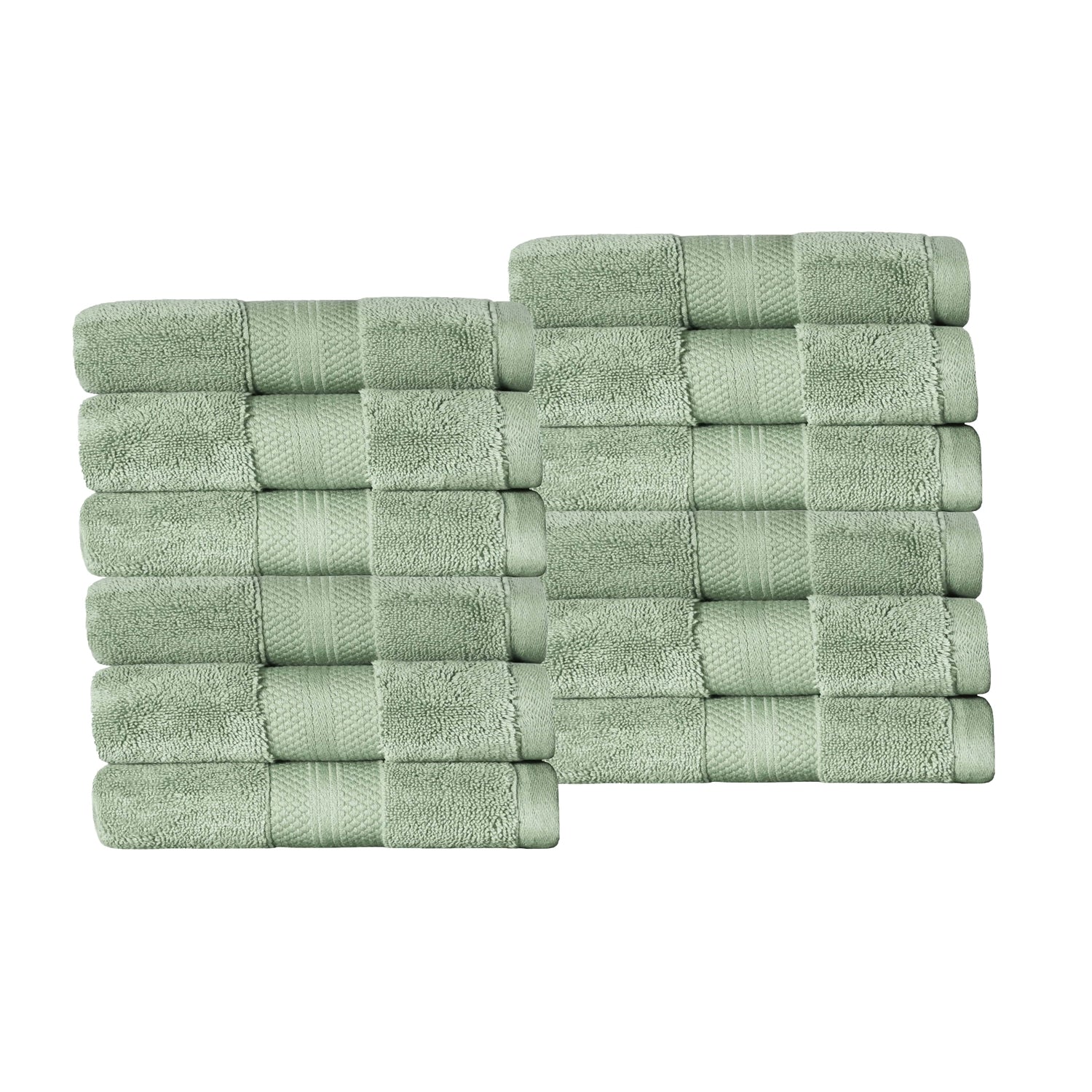 Superior Premium Turkish-Cotton Assorted Towel Set - Olive Green