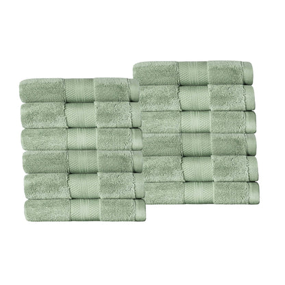 Superior Premium Turkish-Cotton Assorted Towel Set - Olive Green