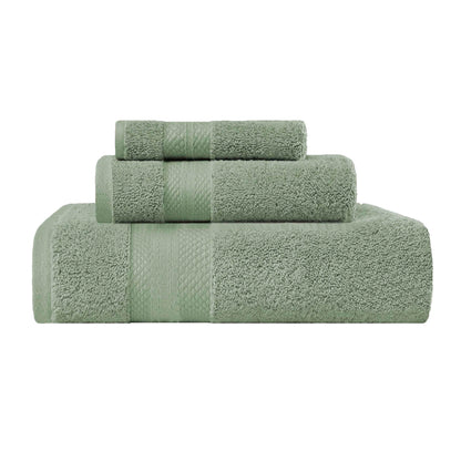 Superior Premium Turkish-Cotton Assorted Towel Set - Olive green