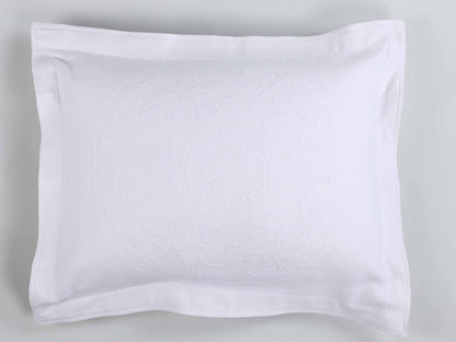 Oslo Cotton Jacquard Premium Matelasse Pillow Sham - White