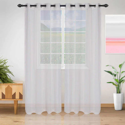 Meteorite Textured Grommet Sheer Curtain Panel Set of 2 - OffWhite