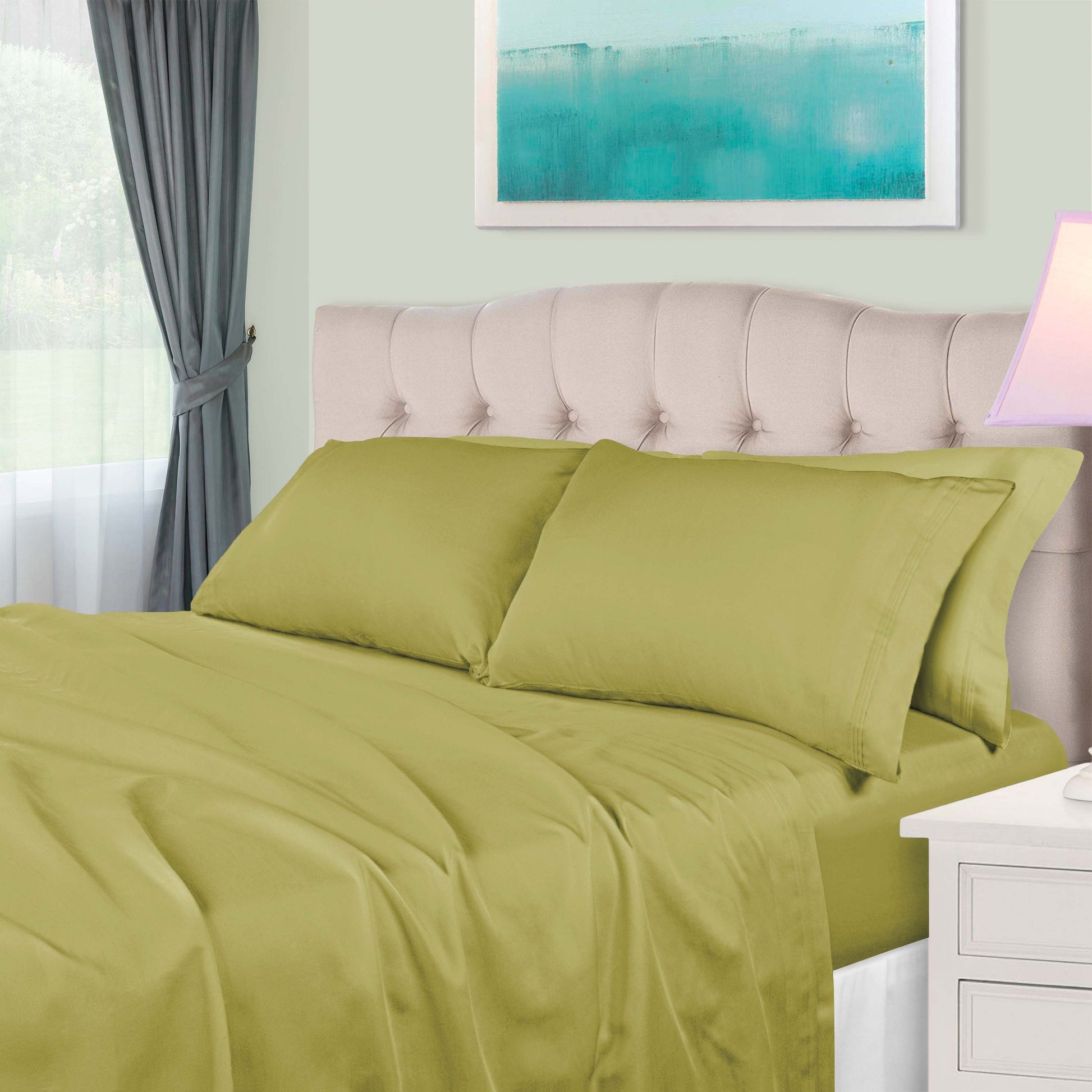  Egyptian Cotton 650 Thread Count Eco-Friendly Solid Sheet Set - OliveGreen