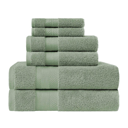 Turkish Cotton Highly Absorbent Solid 6 Piece Towel Set - OliveGreen