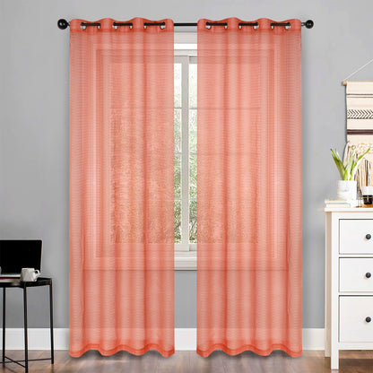 Jackson Striped Sheer Window Curtain Panels - Orange