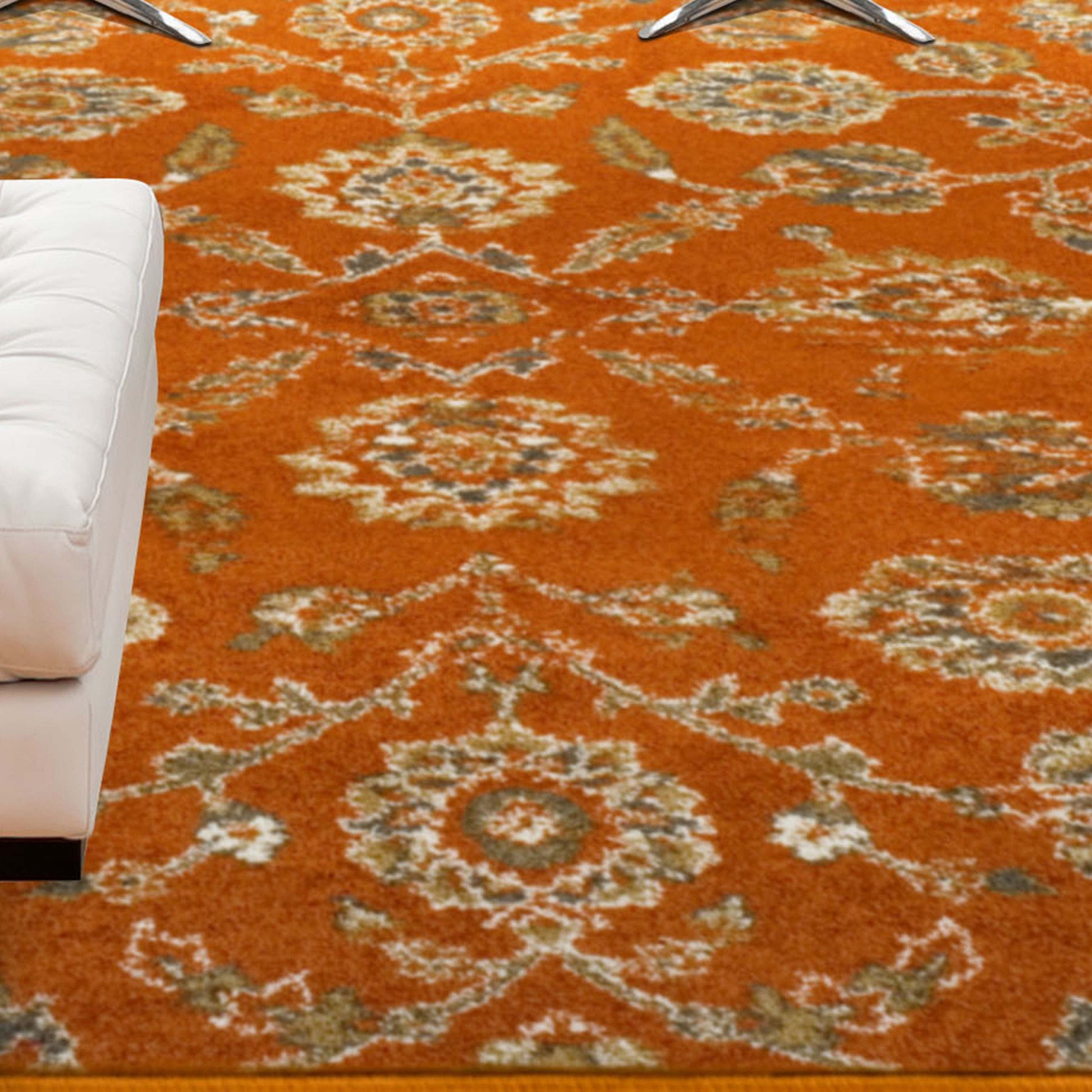 Brookshire Antique Traditional Floral Indoor Area Rug - Orange