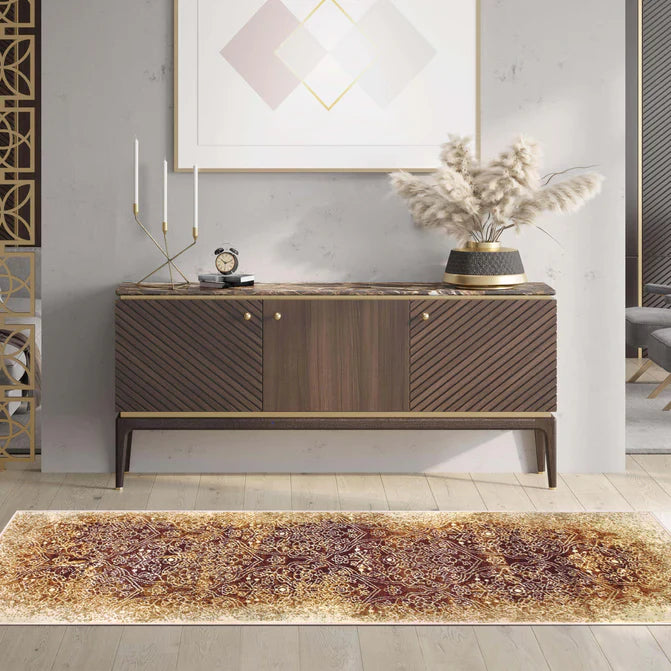 Apollo Distressed Oriental Floral Damask Indoor Area Rug - Orange
