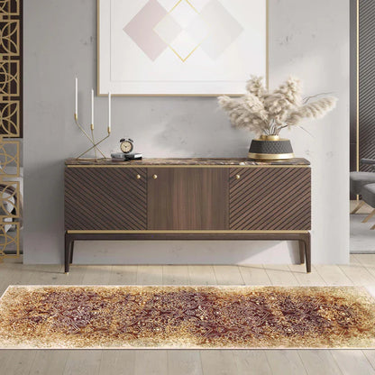 Apollo Distressed Oriental Floral Damask Indoor Area Rug - Orange