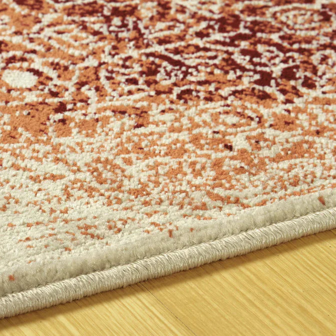 Apollo Distressed Oriental Floral Damask Indoor Area Rug - Orange