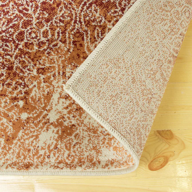 Apollo Distressed Oriental Floral Damask Indoor Area Rug - Orange
