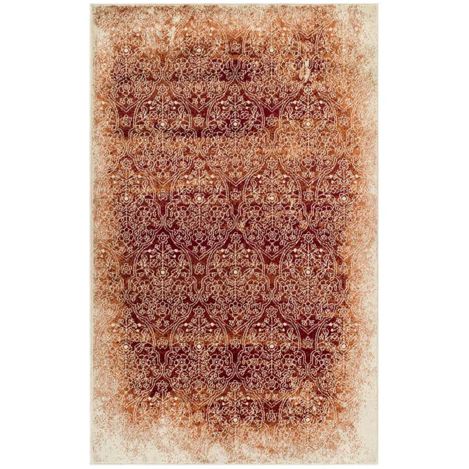 Apollo Distressed Oriental Floral Damask Indoor Area Rug - Orange
