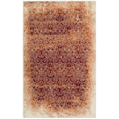 Apollo Distressed Oriental Floral Damask Indoor Area Rug - Orange