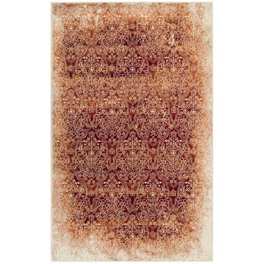 Apollo Distressed Oriental Floral Damask Indoor Area Rug - Orange