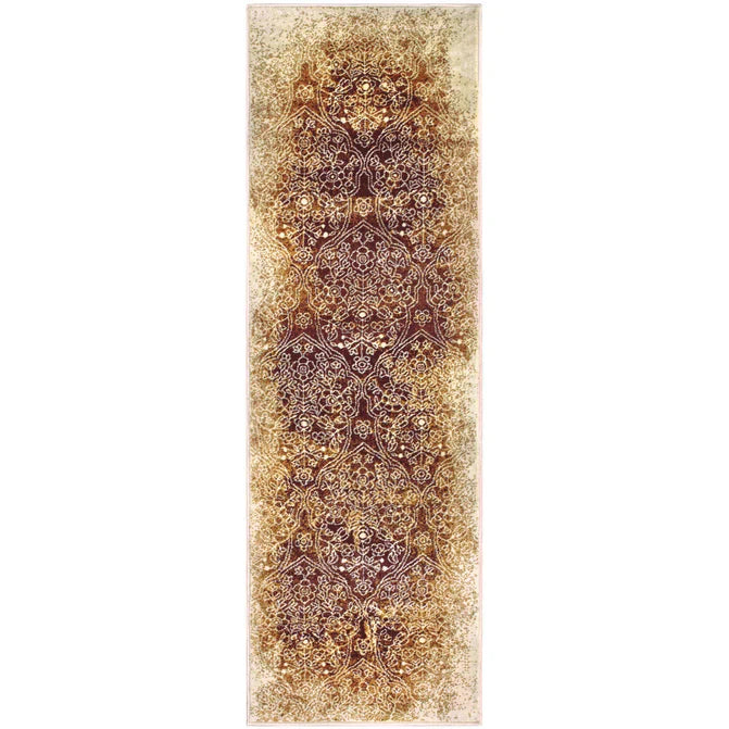 Apollo Distressed Oriental Floral Damask Indoor Area Rug - Orange
