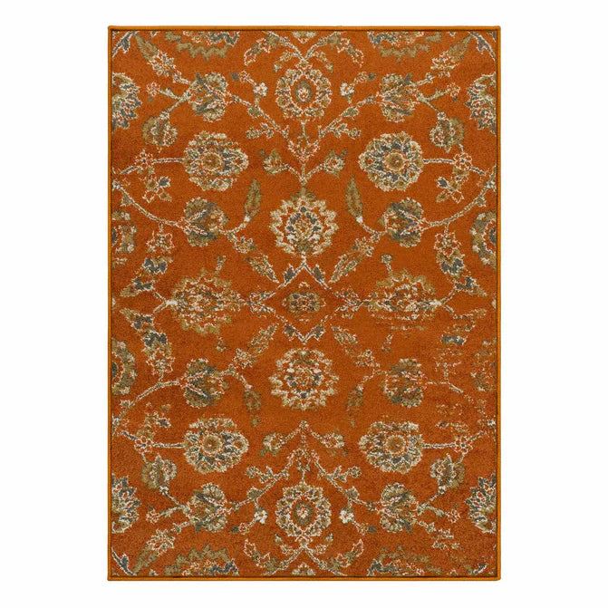 Brookshire Antique Traditional Floral Indoor Area Rug - Orange