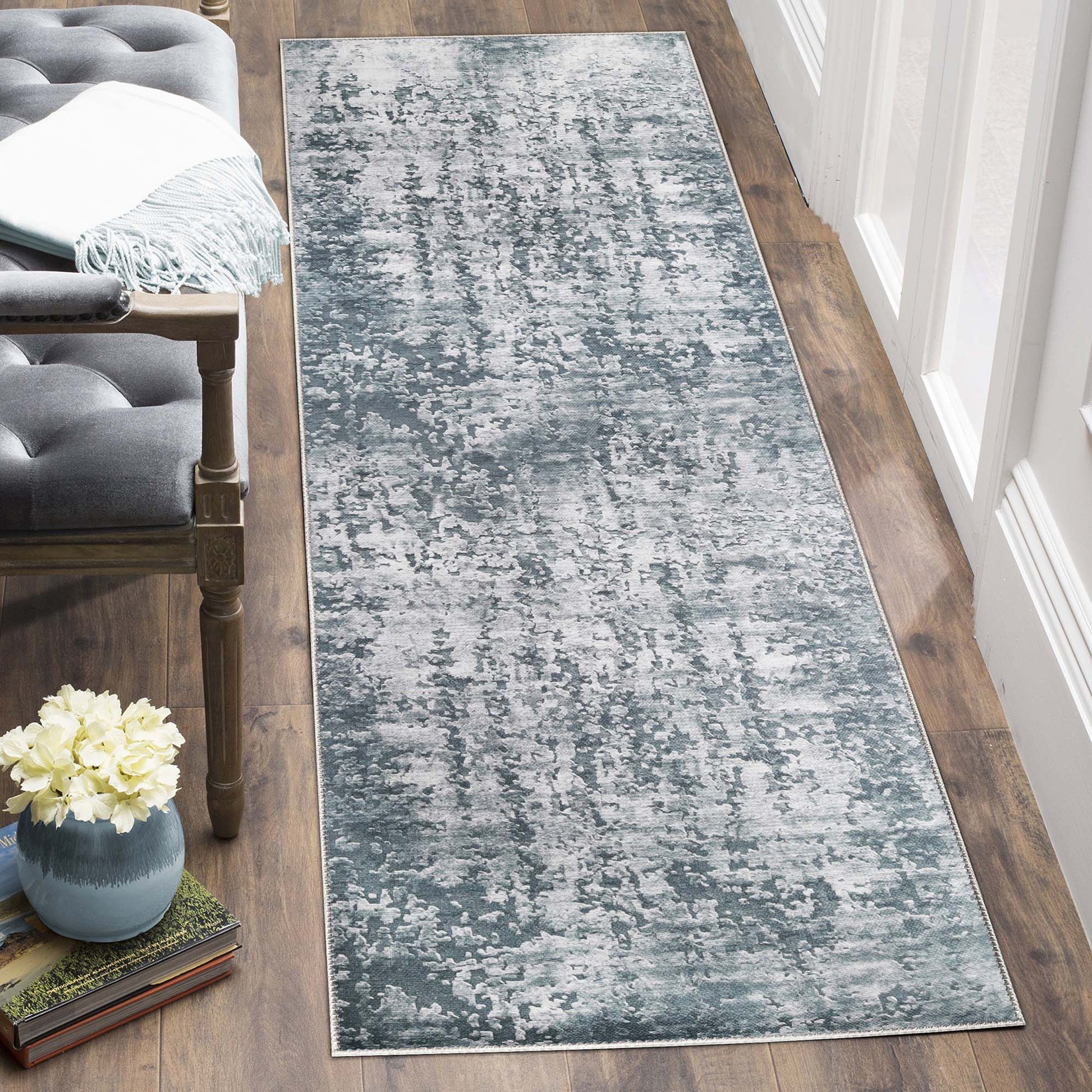 Modern Abstract Power-Loomed Indoor Area Rug - CoolGray