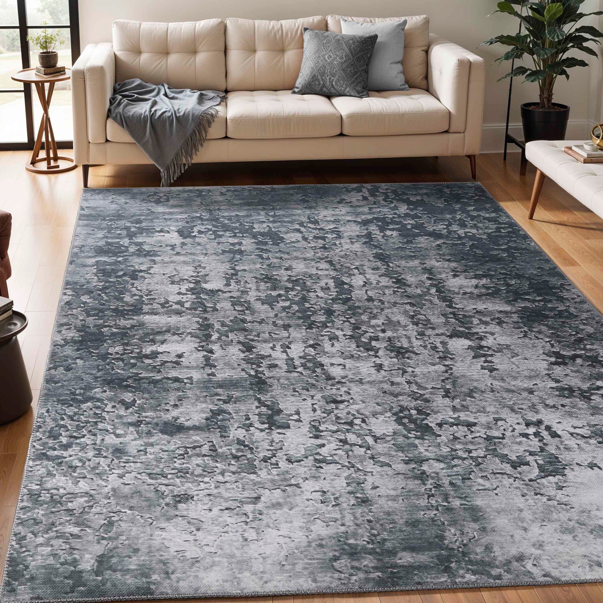 Modern Abstract Power-Loomed Indoor Area Rug - CoolGray