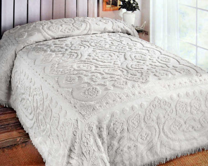 Oslo Egyptian Cotton Jacquard Premium Matelasse Bedspread - White