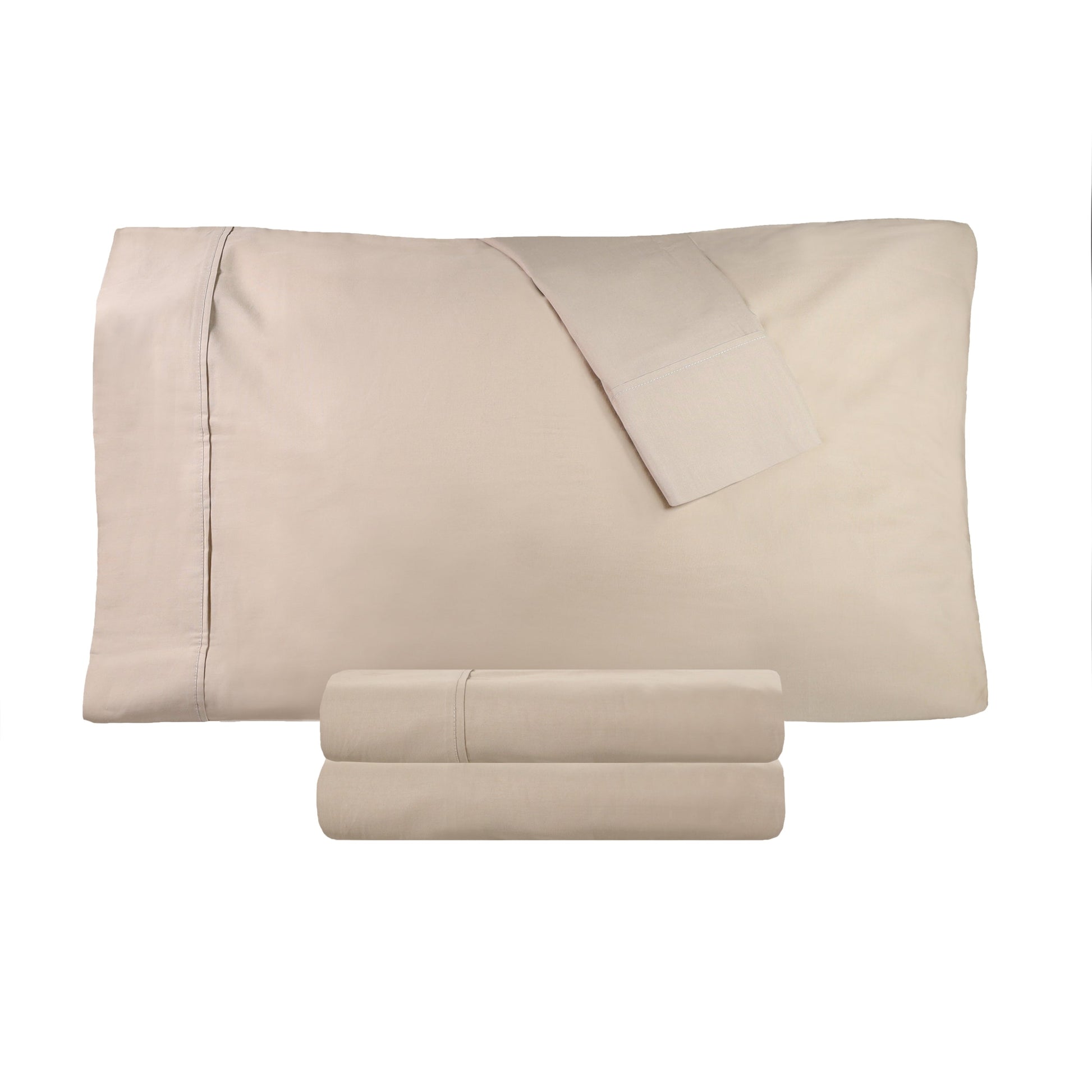 Solid Cotton Percale 2-Piece Pillowcase Set - Tan