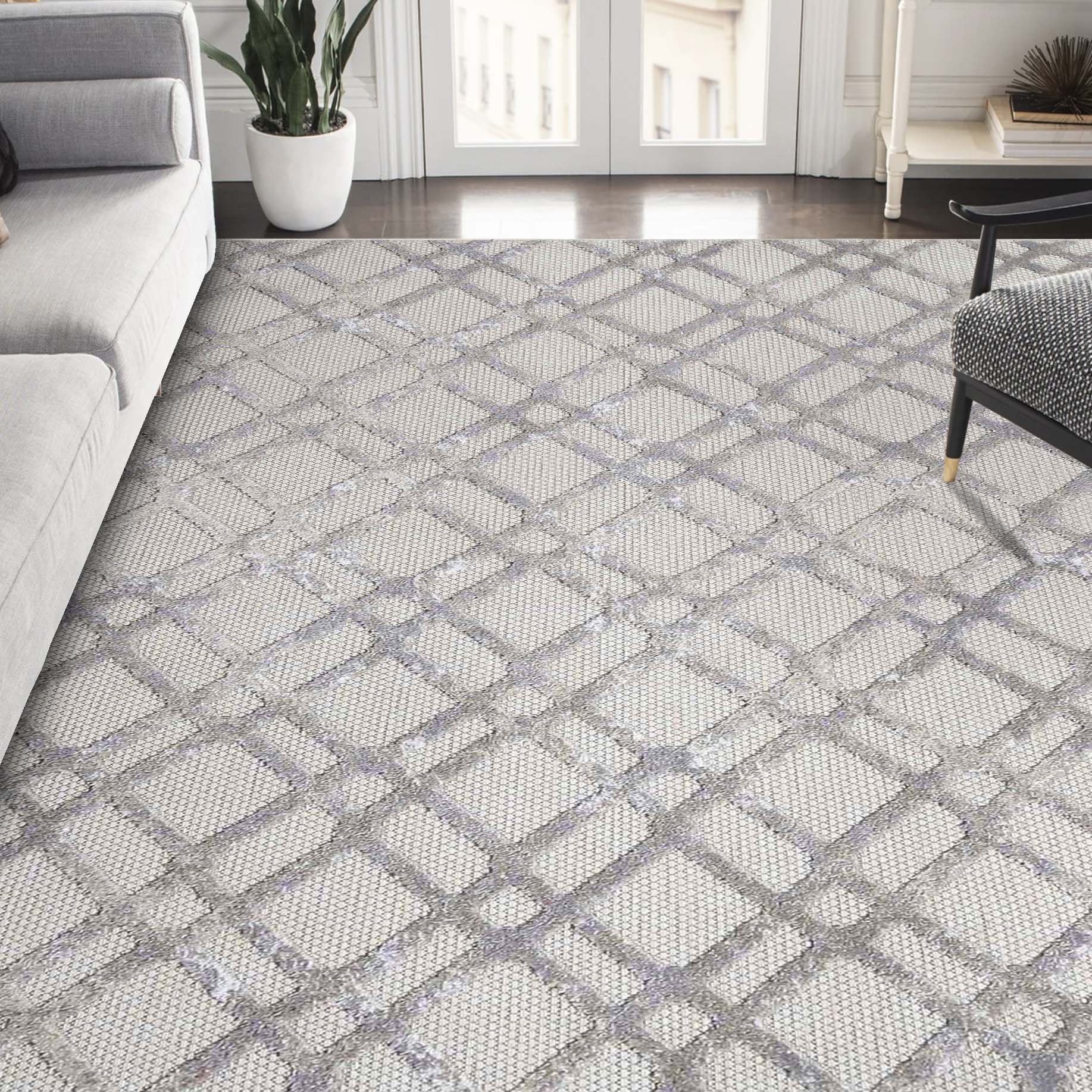Superior Paxson Geometric Diamond Lattice Indoor/Outdoor Area Rug - Slate