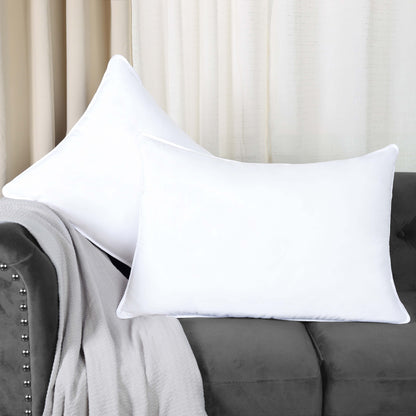 Down Alternative Hypoallergenic Medium Weight 2 Piece Pillow Set - White