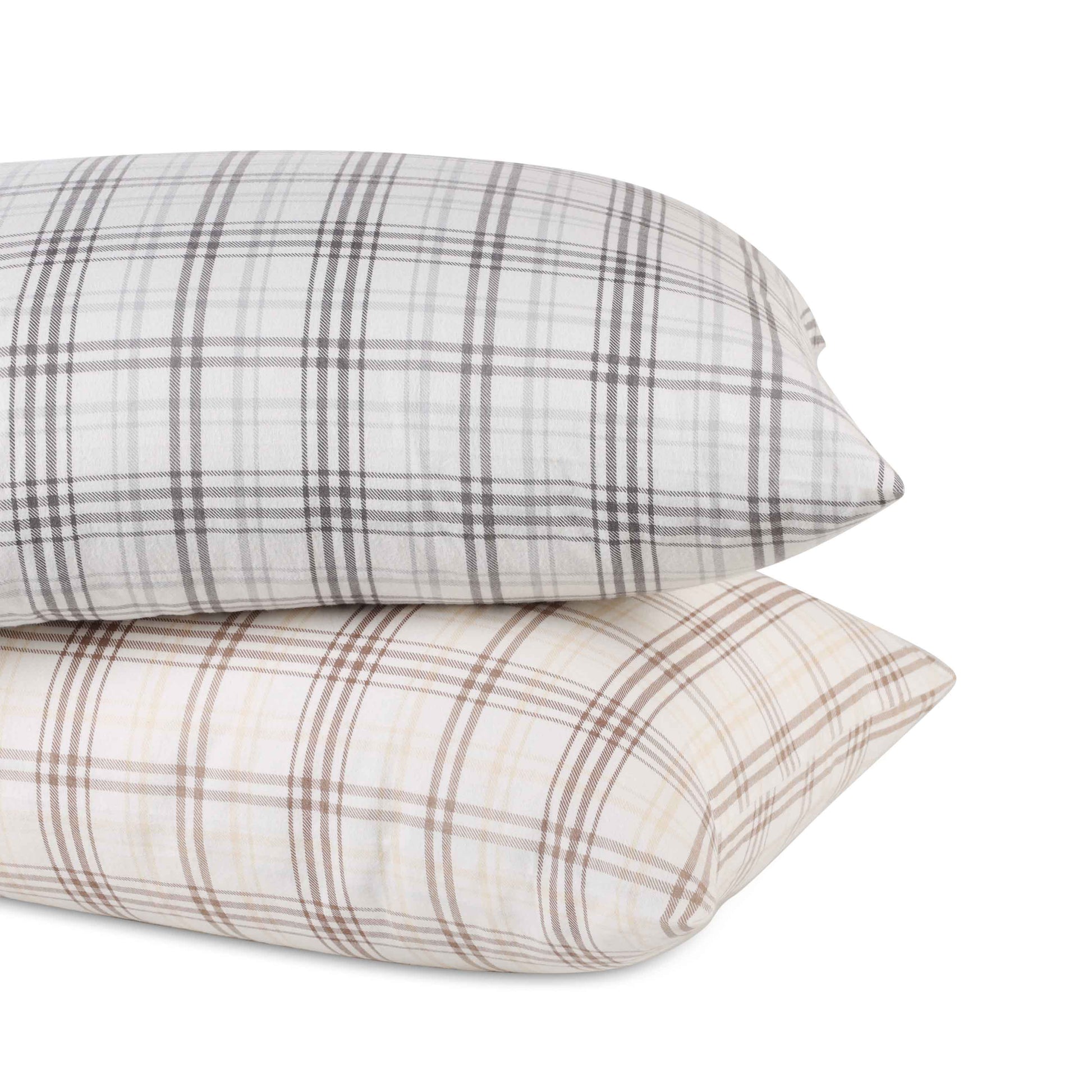 Plaid Flannel Cotton Classic Rustic Farmhouse Pillowcases - Charcoal