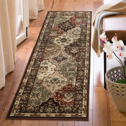 Palmyra Traditional Floral Medallion Indoor Area Rug Or Runner Rug - Chocolate