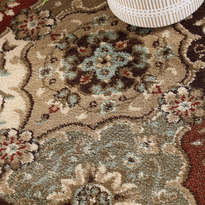 Palmyra Traditional Floral Medallion Indoor Area Rug Or Runner Rug - Chocolate