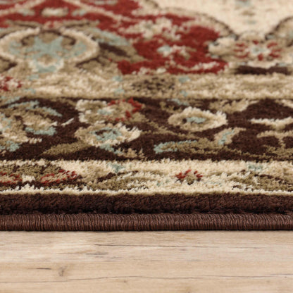 Palmyra Traditional Floral Medallion Indoor Area Rug Or Runner Rug - Chocolate