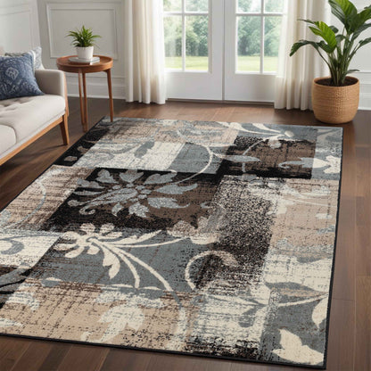 Pastiche Contemporary Floral Patchwork Indoor Area Rug or Runner