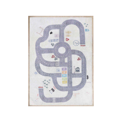 Path Road Playroom Non-Slip Kids Washable Indoor Area Rug - Ivory