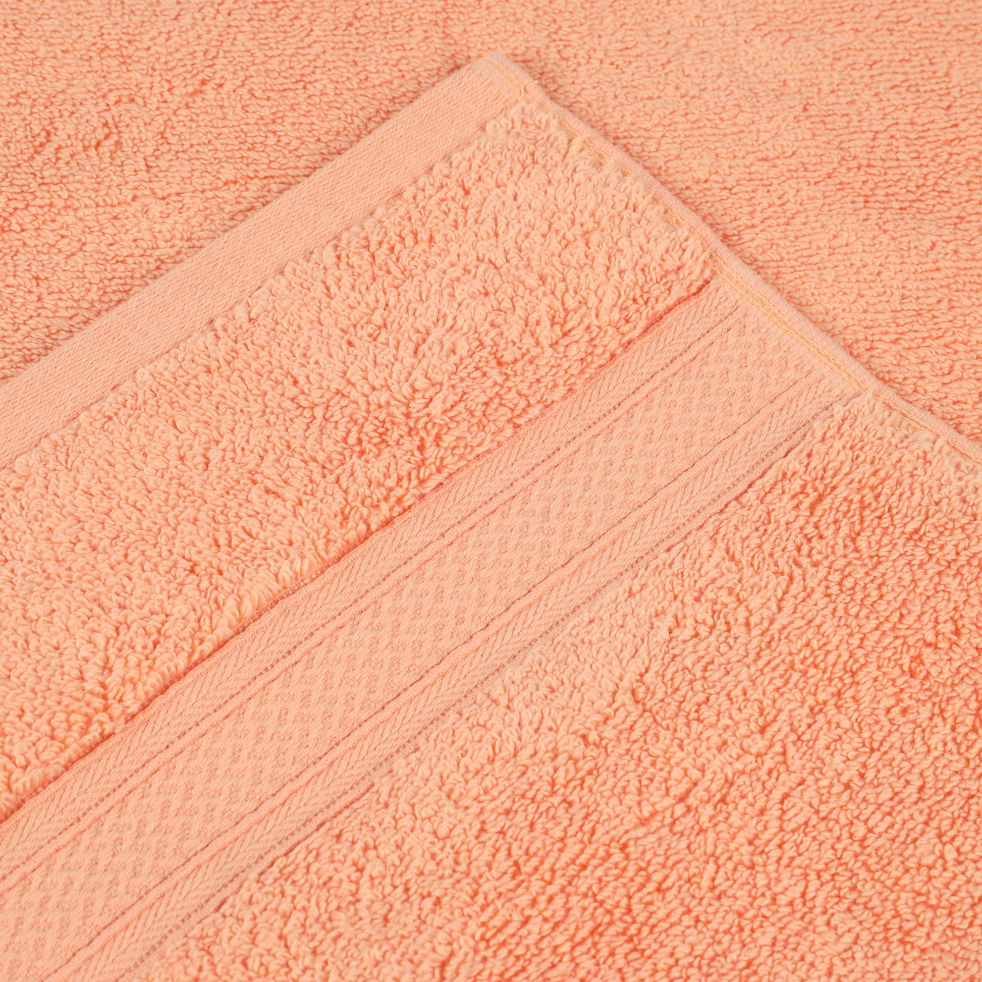 Chevron Zero Twist Solid and Jacquard Soft Cotton 6 Piece Towel Set - Peach
