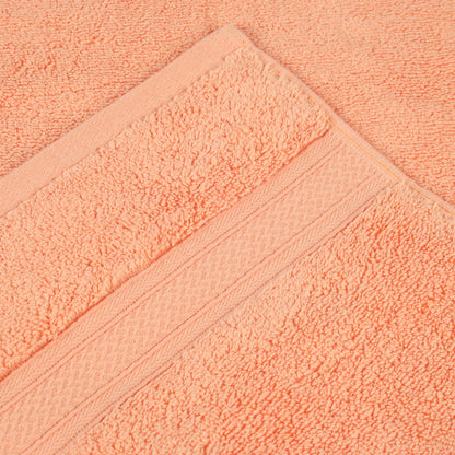 Chevron Zero Twist Solid and Jacquard Soft Cotton 6 Piece Towel Set - Peach