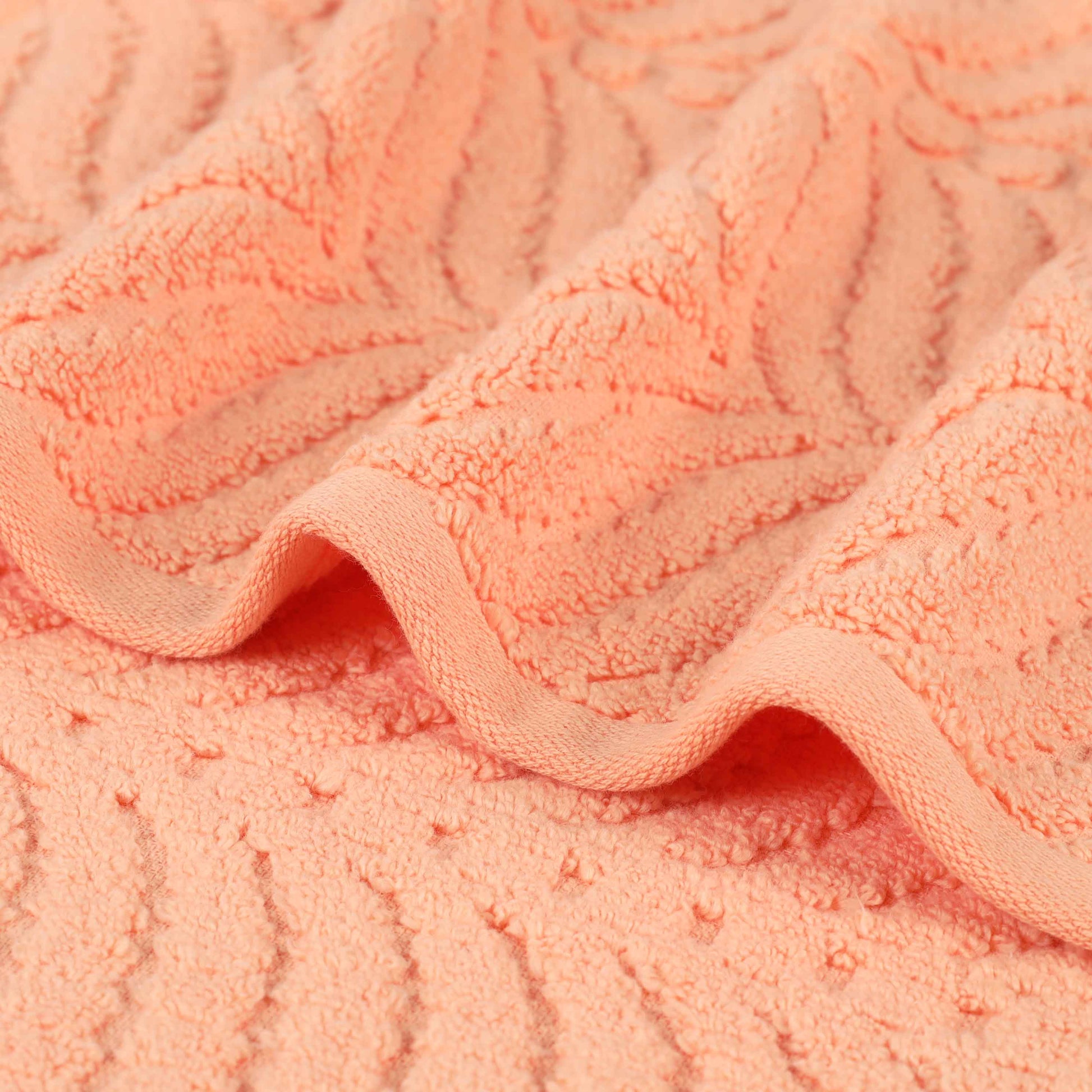 Chevron Zero Twist Solid and Jacquard Soft Cotton 6 Piece Towel Set - Peach