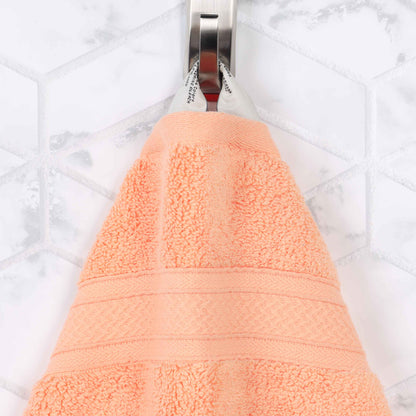 Chevron Zero Twist Solid and Jacquard Soft Cotton 6 Piece Towel Set - Peach