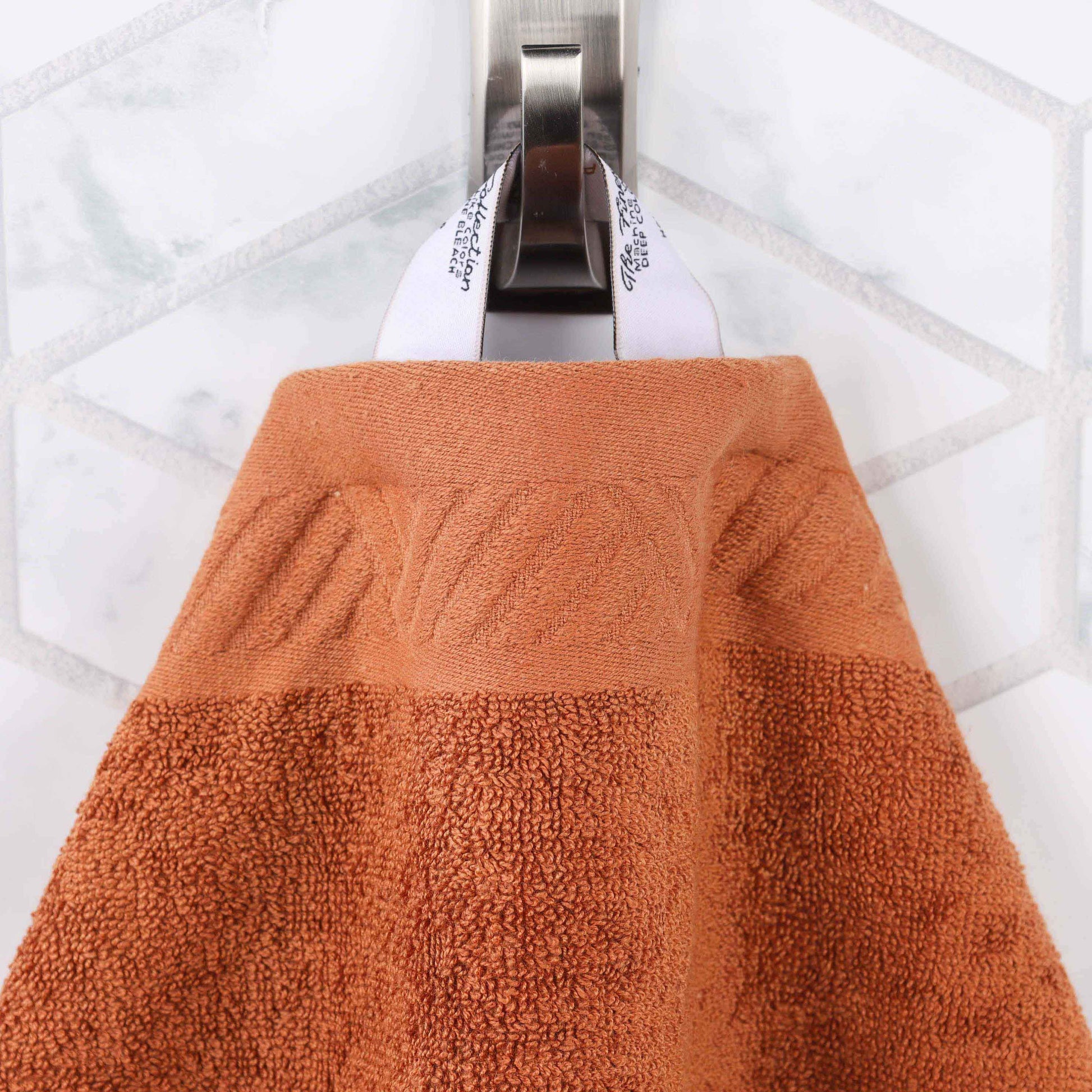 Basketweave Egyptian Cotton Jacquard and Solid Bath Towel Set of 4 - Pecan