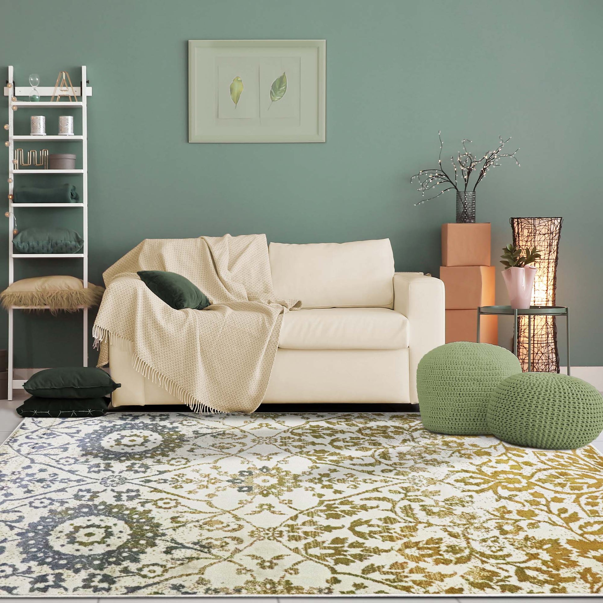 Superior Pendleton Traditional Floral Indoor Area Rug or Runner Rug Or Door Mat - Off-White