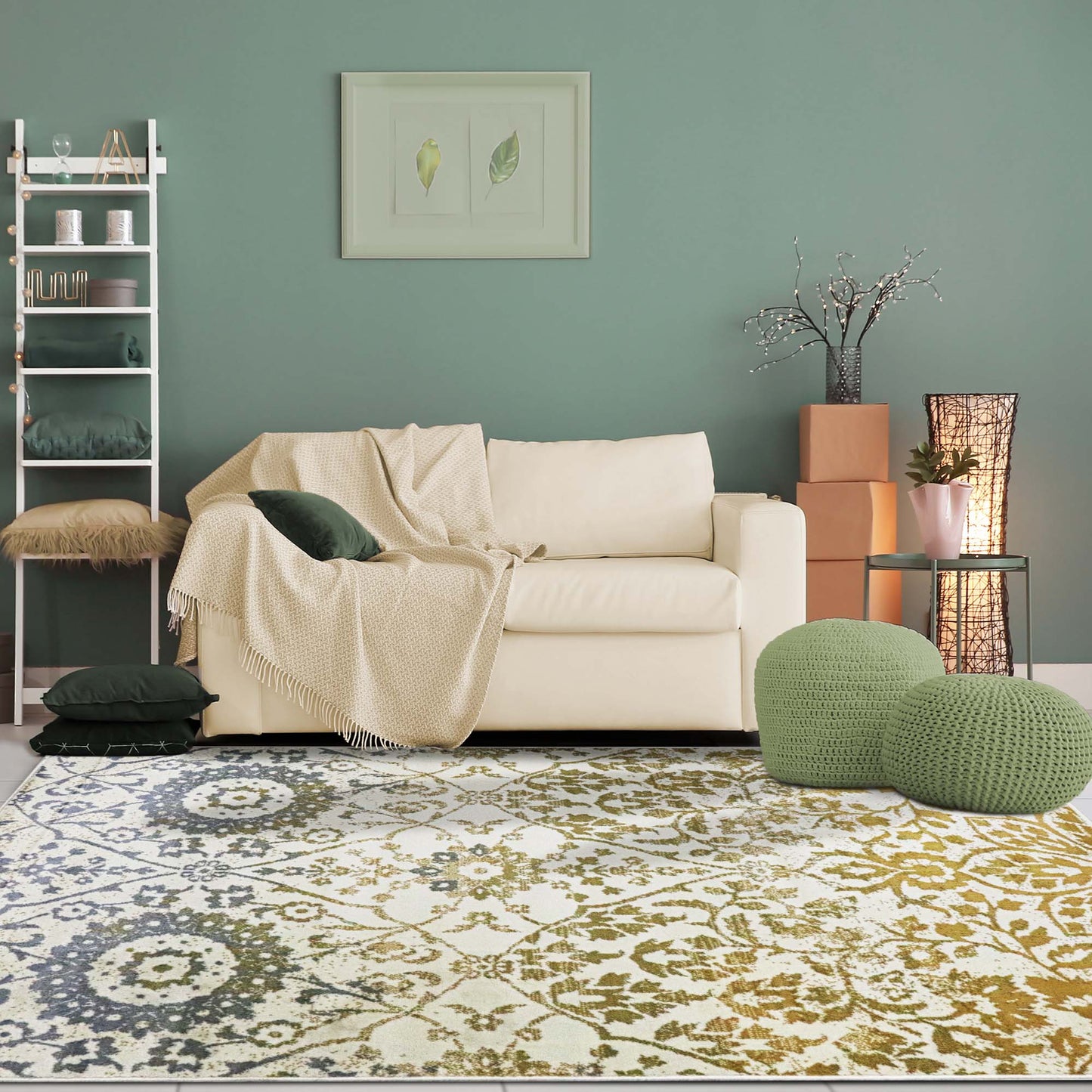 Superior Pendleton Traditional Floral Indoor Area Rug or Runner Rug Or Door Mat - Ivory