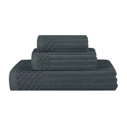 Soho Ribbed Cotton Absorbent 3 Piece Assorted Towel Set - Pine