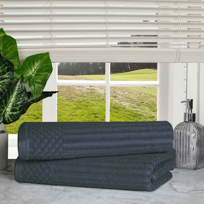 Soho Ribbed Textured Cotton Ultra-Absorbent Bath Towel Set - Pine