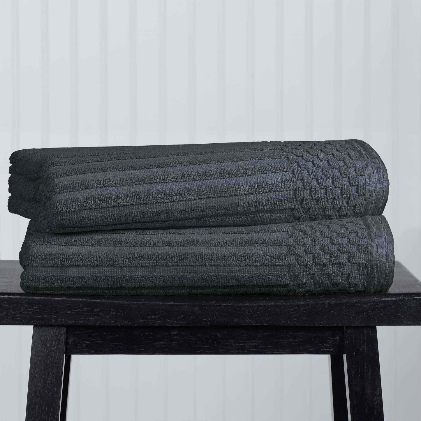 Soho Ribbed Textured Cotton Ultra-Absorbent Bath Towel Set - Pine