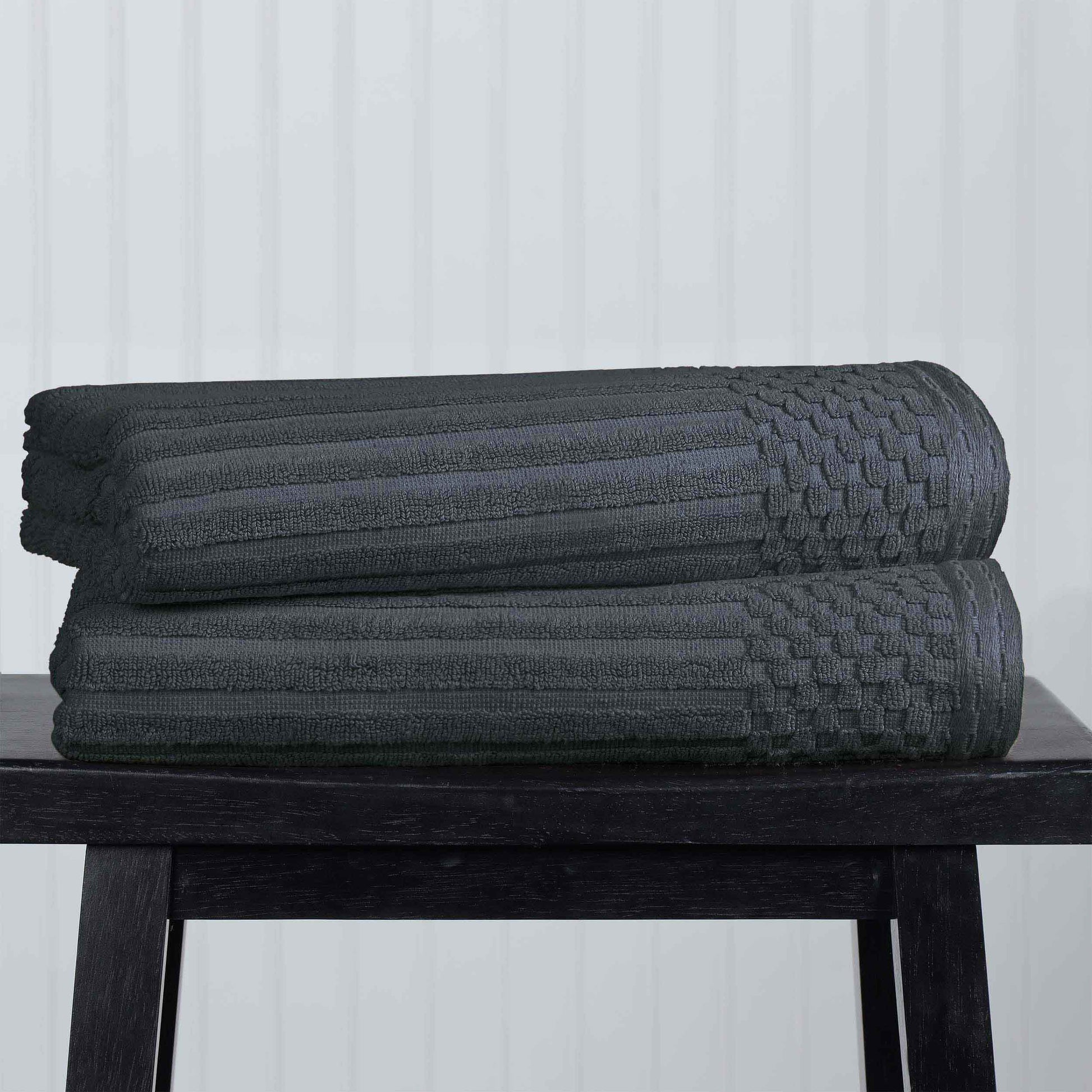 Soho Ribbed Textured Cotton Ultra-Absorbent Bath Towel Set - Pine