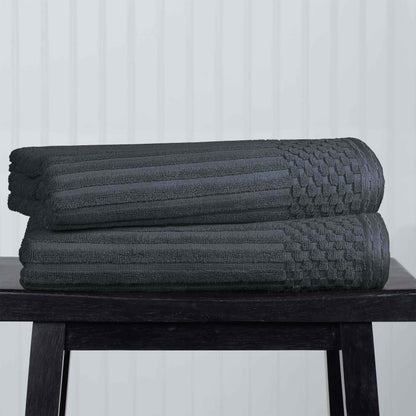 Soho Ribbed Textured Cotton Ultra-Absorbent Bath Towel Set - Pine